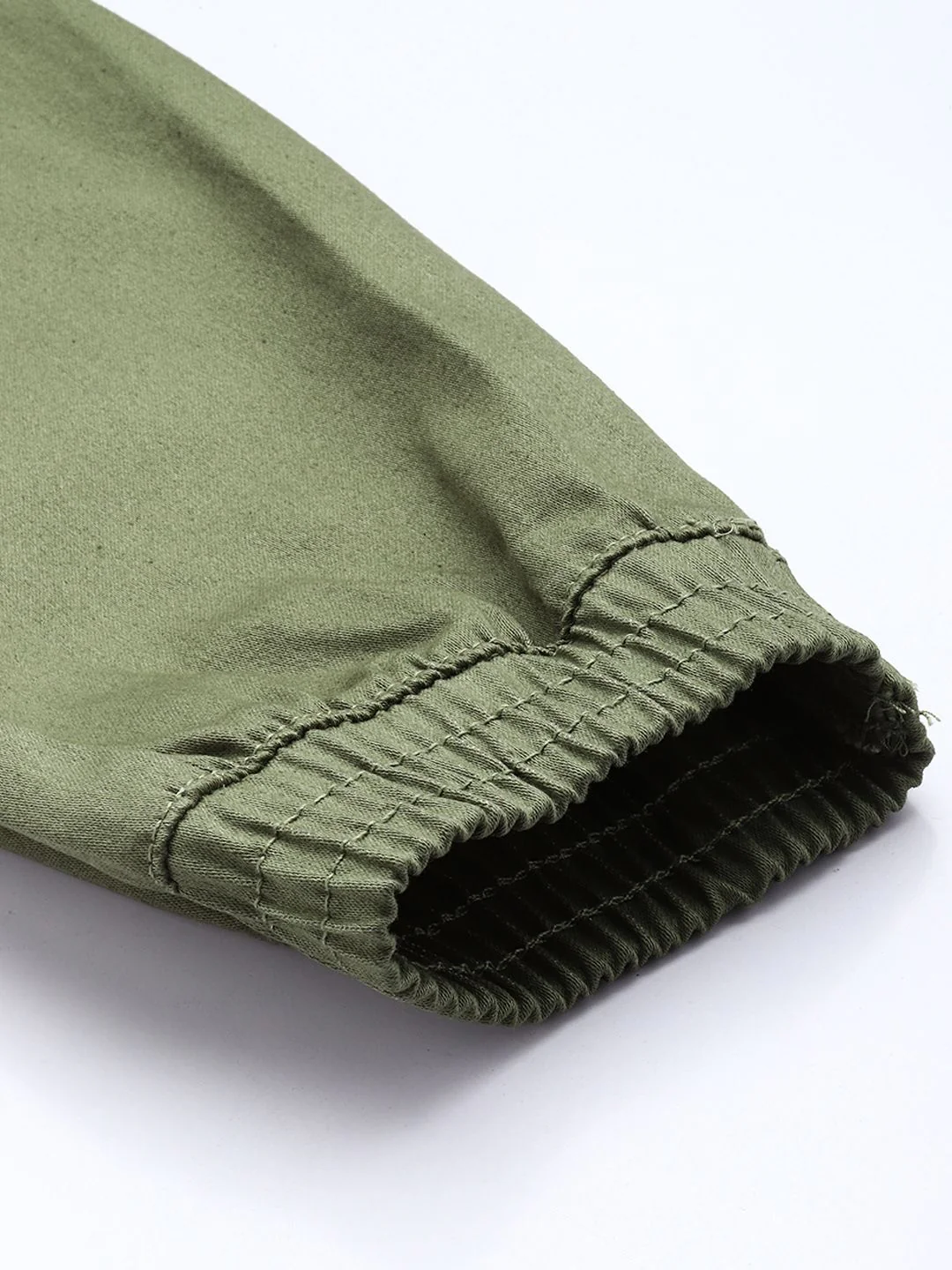 Men's Oil Green Regular Fit Solid Utility Jogger - Image 6
