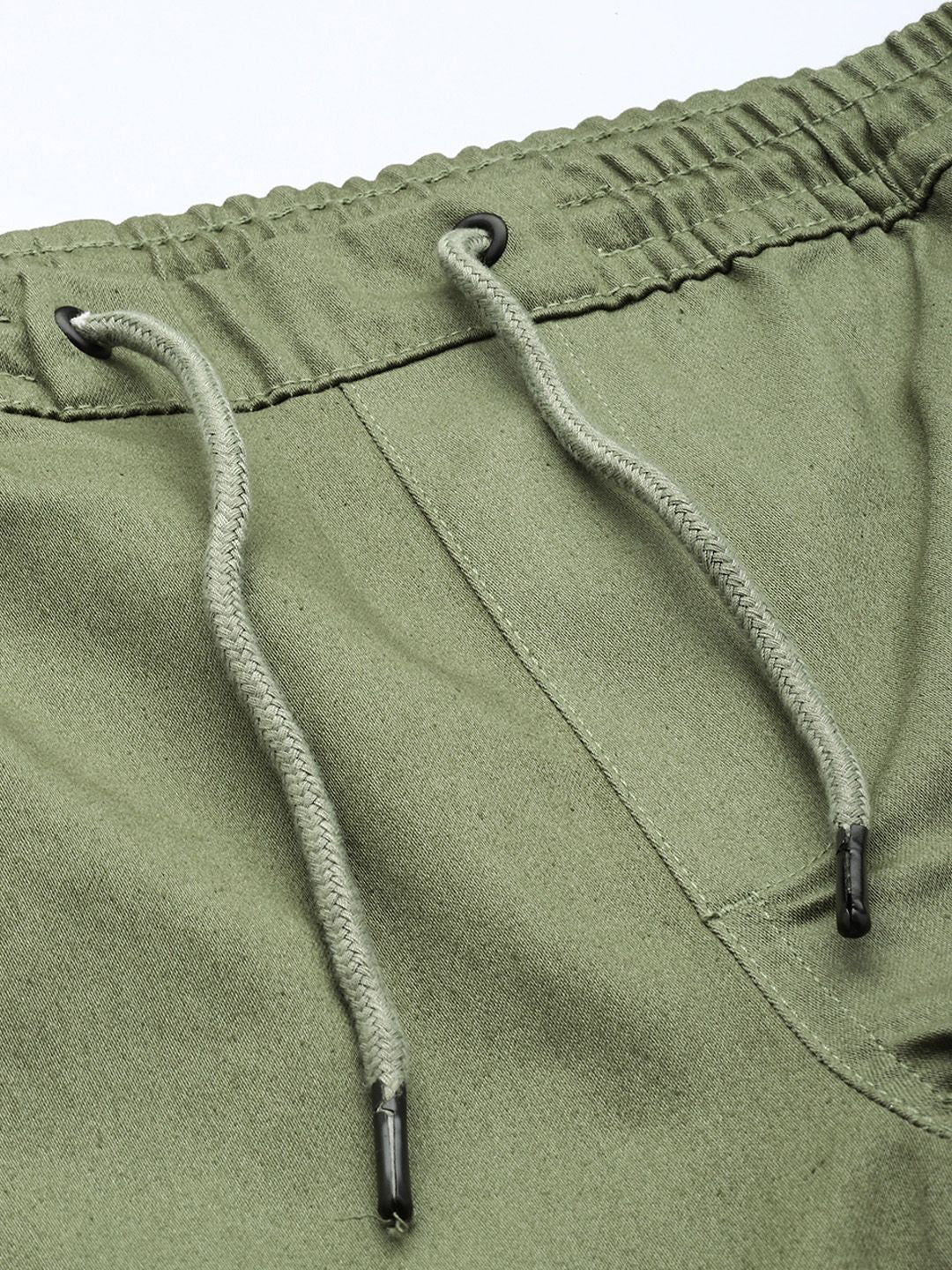Men's Oil Green Regular Fit Solid Utility Jogger - Image 7