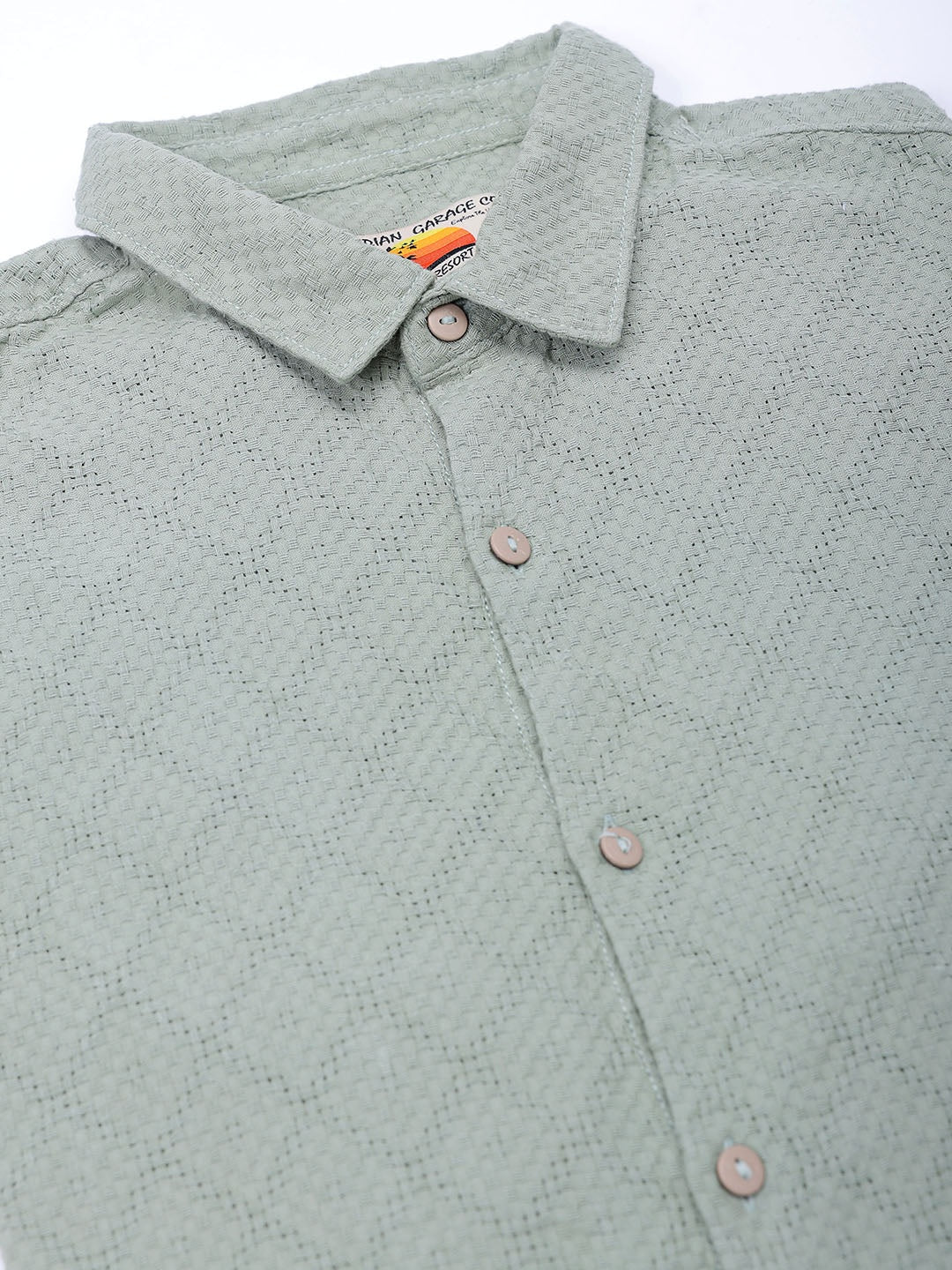 Men's Green Regular Fit Solid Casual Shirt - Image 9