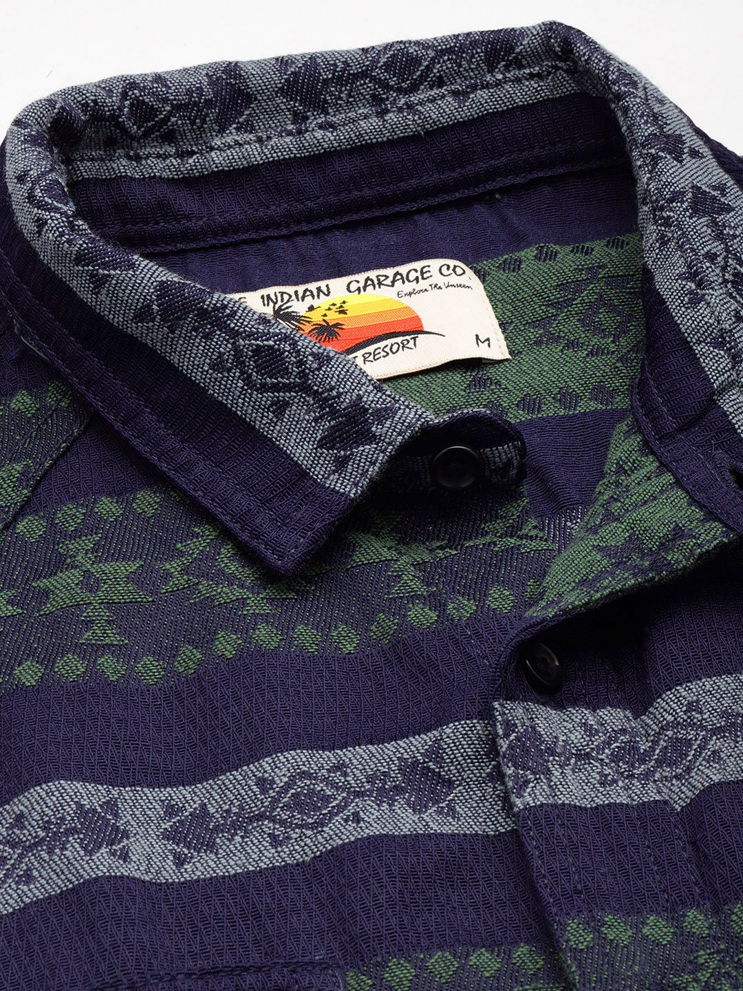 Men's Green Relaxed Fit Printed Resort Wear Shirt - Image 5
