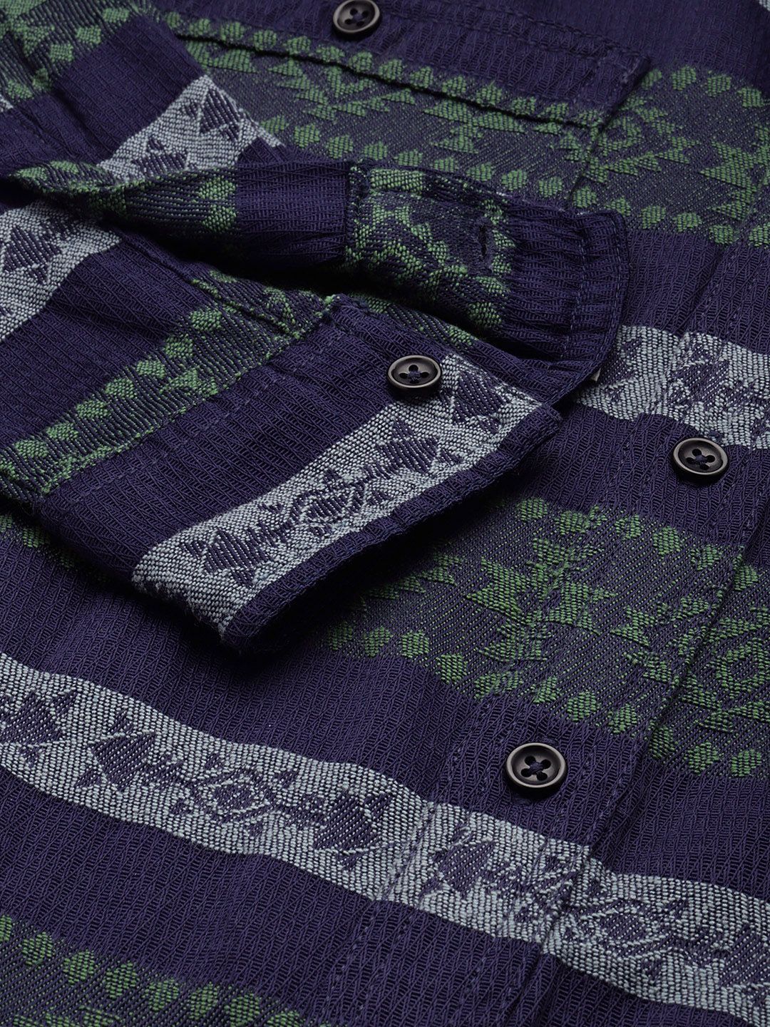 Men's Green Relaxed Fit Printed Resort Wear Shirt - Image 6