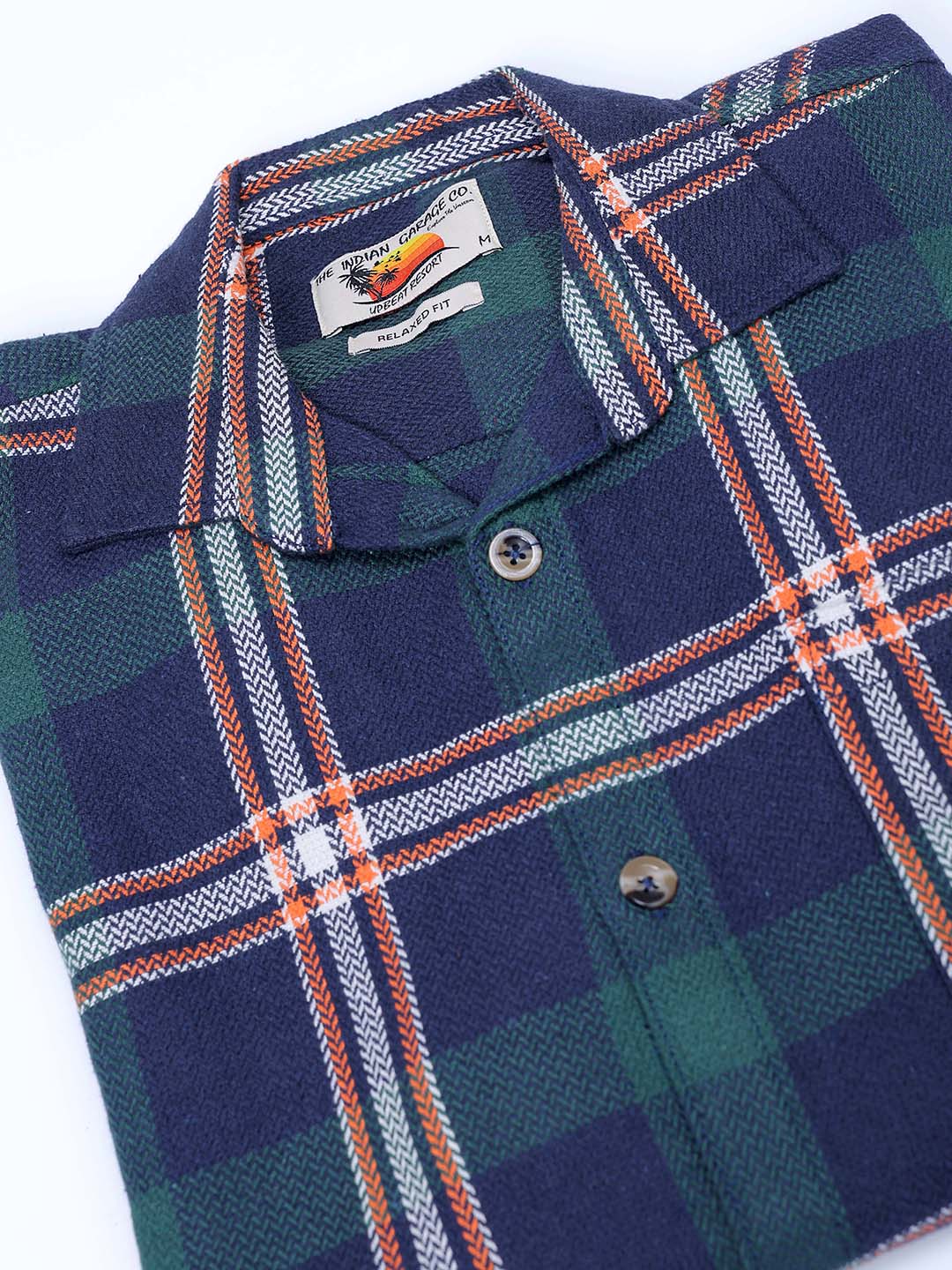 Men's Green Relaxed Fit Checkered Textured Shirt - Image 7
