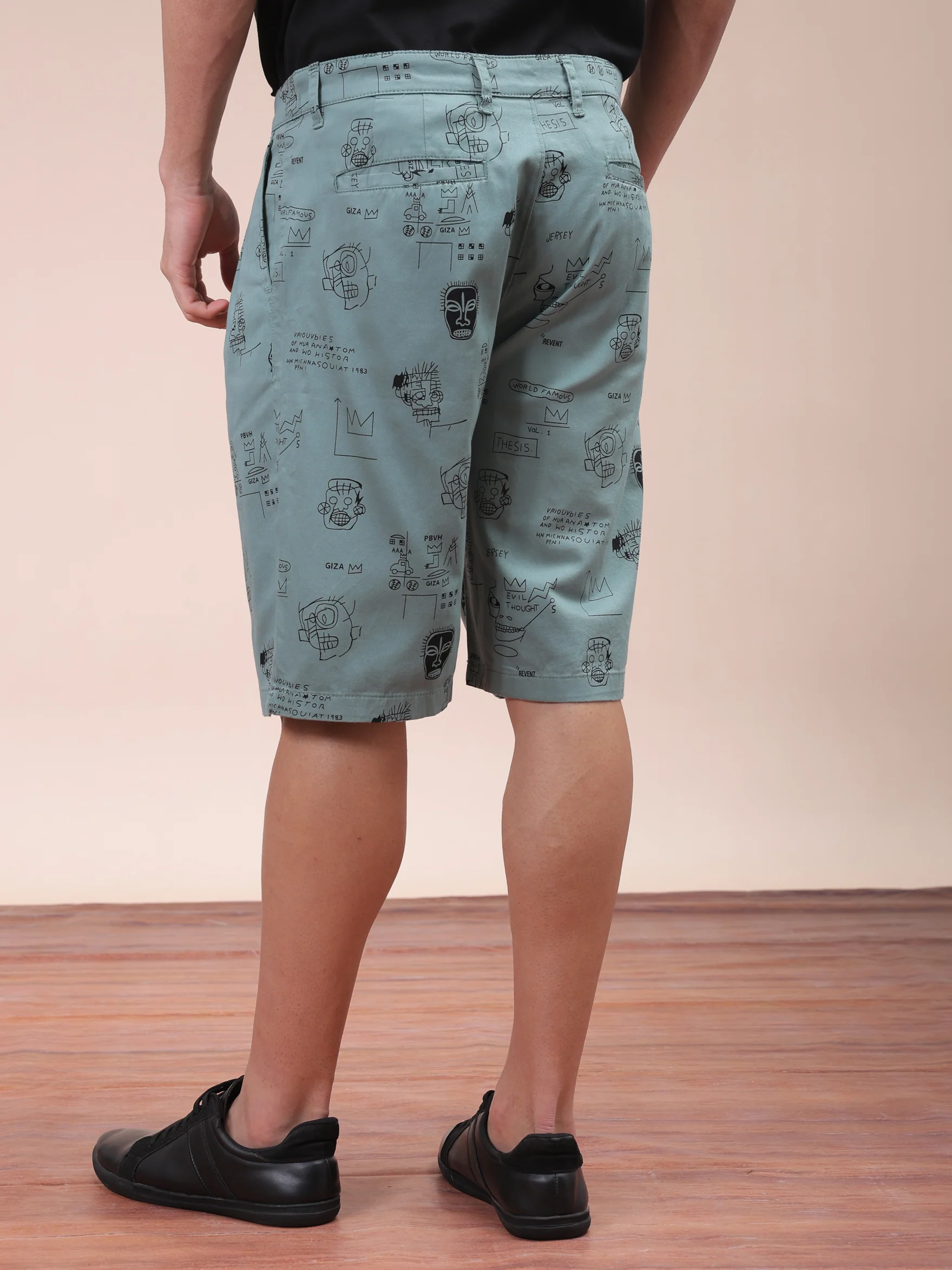 Men's Oil Blue Relaxed Fit Printed Casual Shorts - Image 5