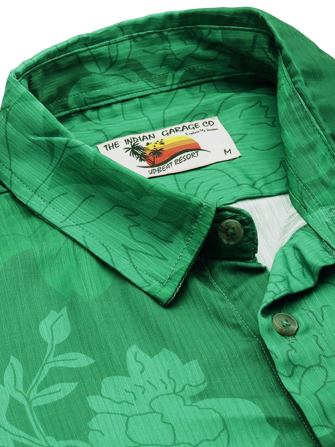 Men's Green Relaxed Fit Floral Print Resort Wear Shirt - Image 5