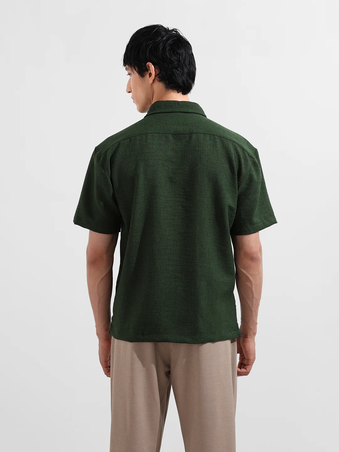Men's Green Relaxed Fit Printed Resort Shirt - Image 5