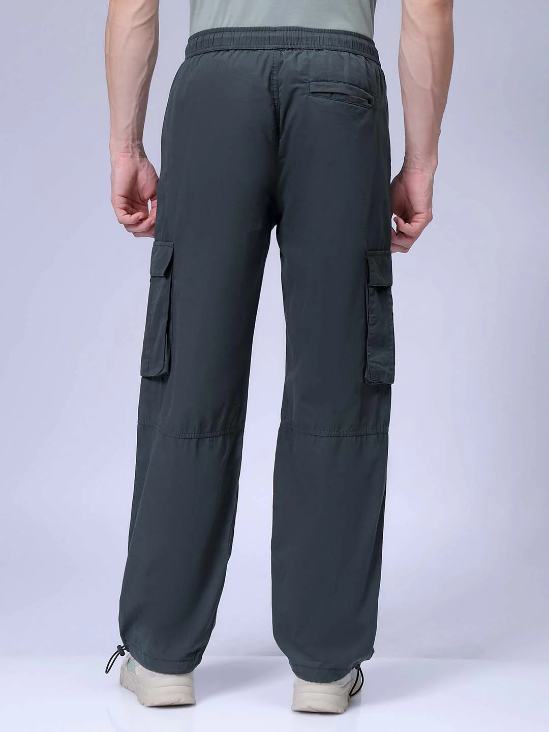 Men's Jungle Green Relaxed Fit Solid Utility Cargo - Image 5