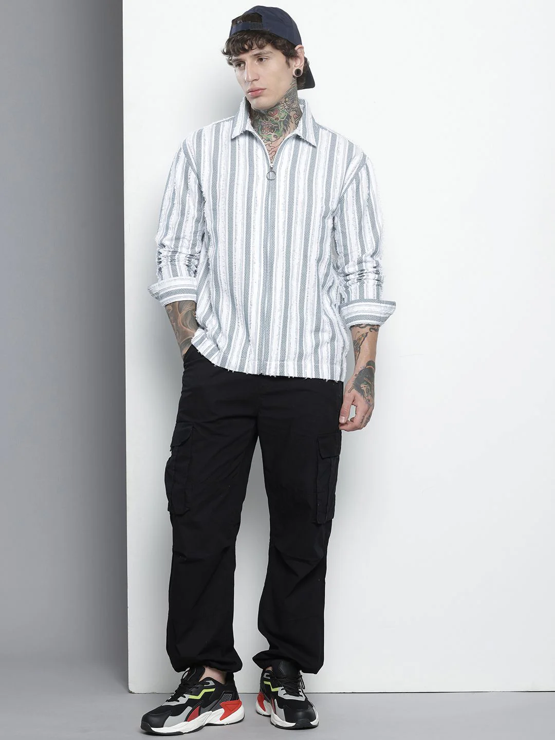 Men's Green Relaxed Fit Striped Resort Wear Shirt - Image 3