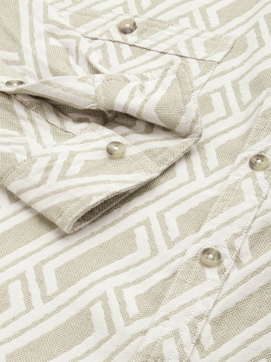 Men's Green Relaxed Fit Textured Casual Shirt - Image 6
