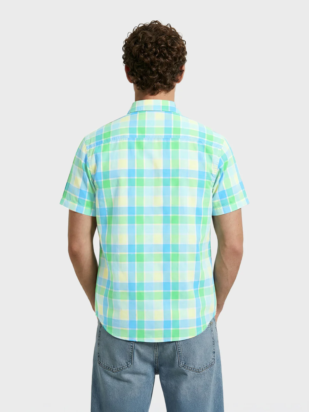 Men's Green Slim Fit Checked Casual Shirt - Image 4