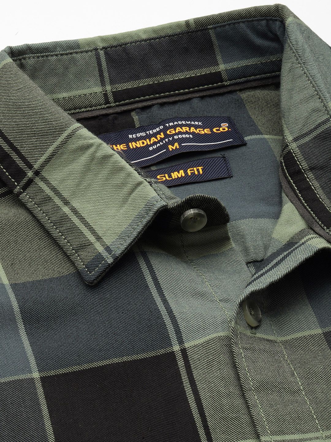 Men's Green Slim Fit Checked Casual Shirt - Image 3