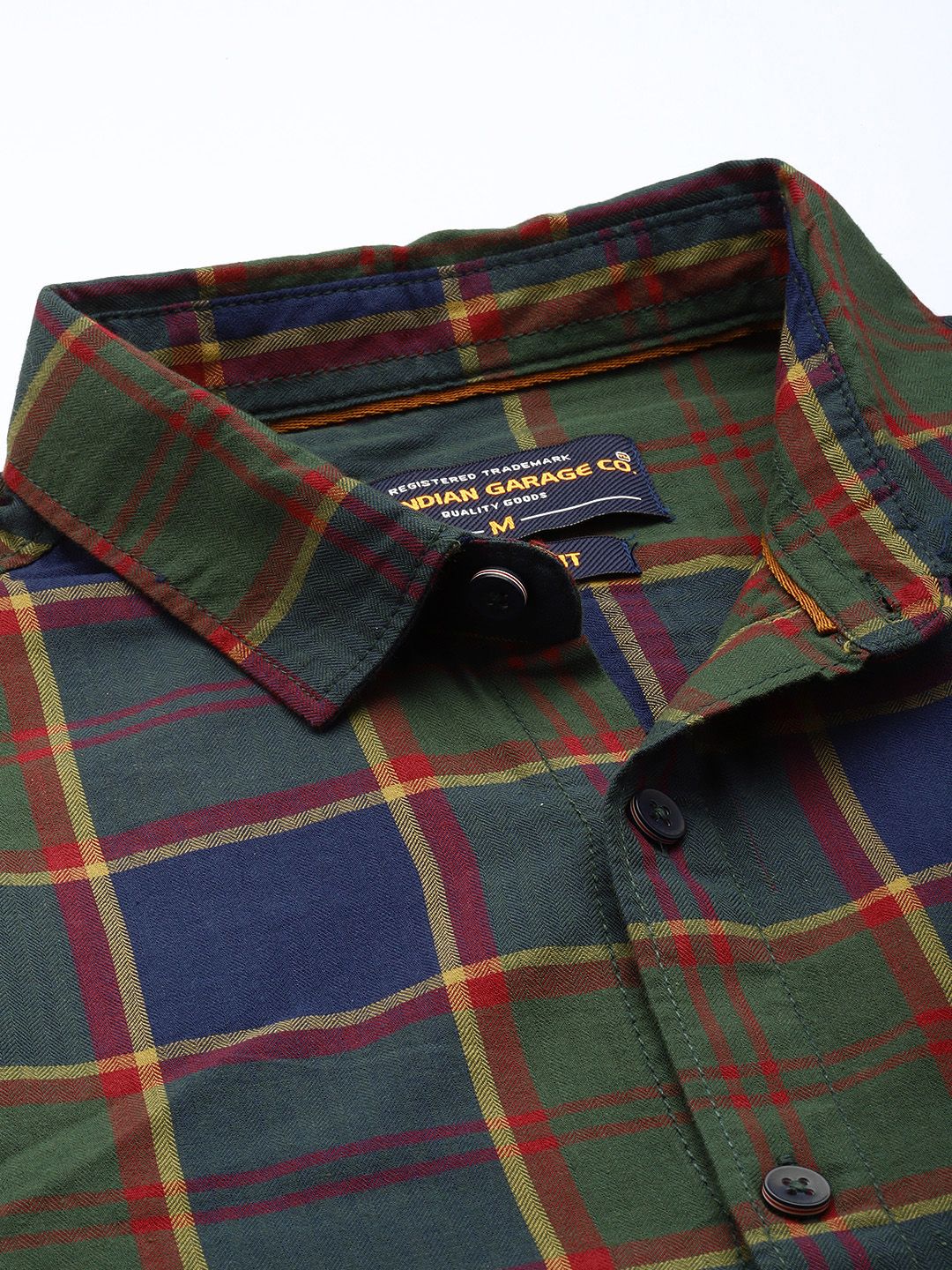 Men's Green Slim Fit Checked Casual Shirt - Image 5