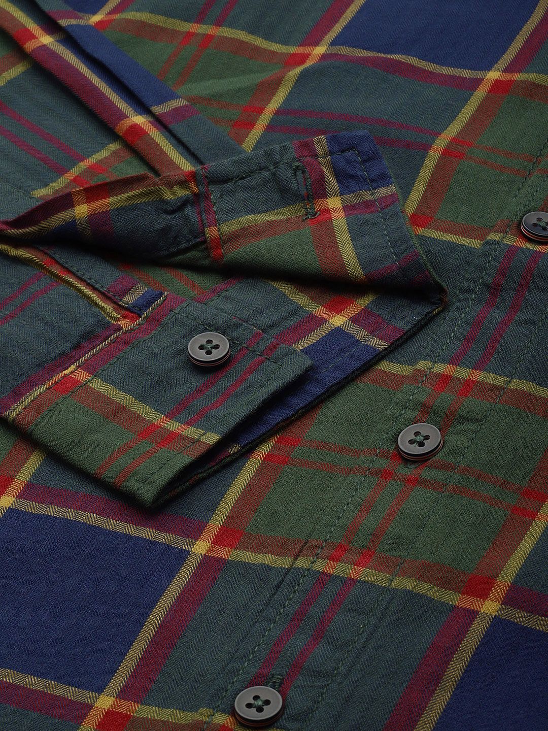 Men's Green Slim Fit Checked Casual Shirt - Image 6