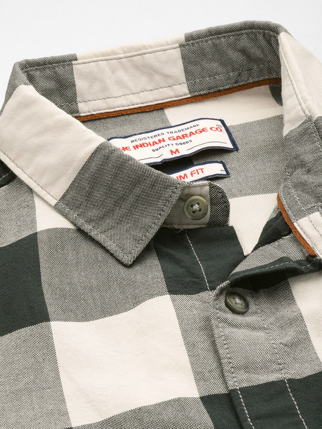 Men's Green Slim Fit Checked Casual Shirt - Image 5