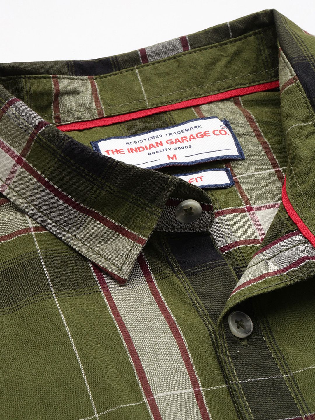 Men's Green Slim Fit Checked Casual Shirt - Image 5