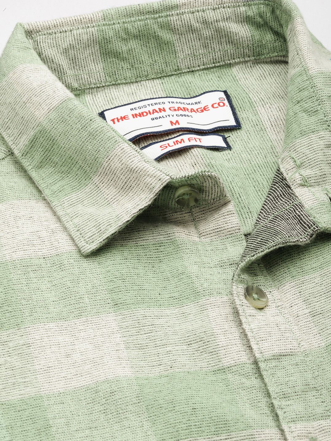 Men's Green Slim Fit Checkered Casual Shirt - Image 5