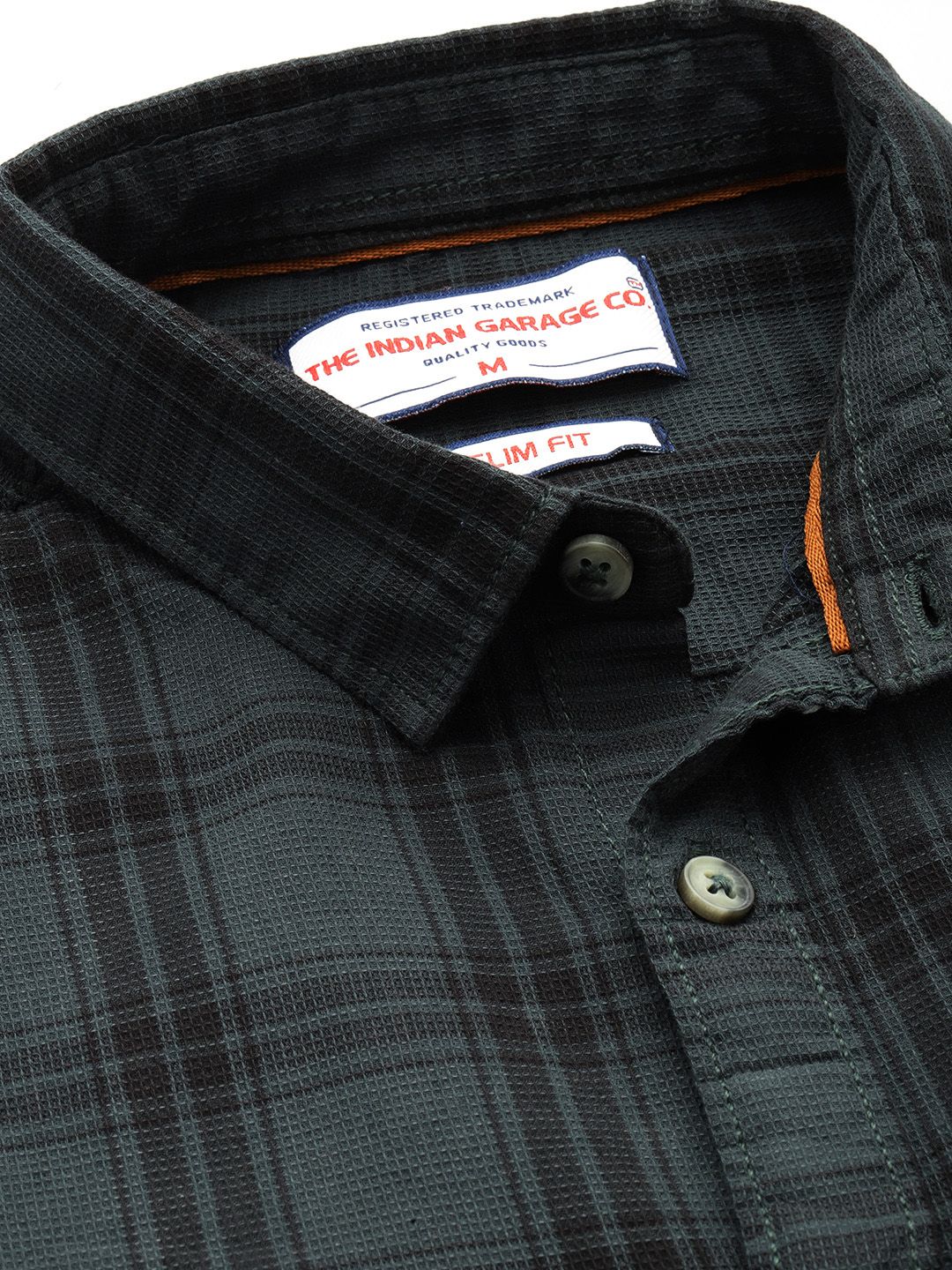 Men's Green Slim Fit Checked Casual Shirt - Image 3