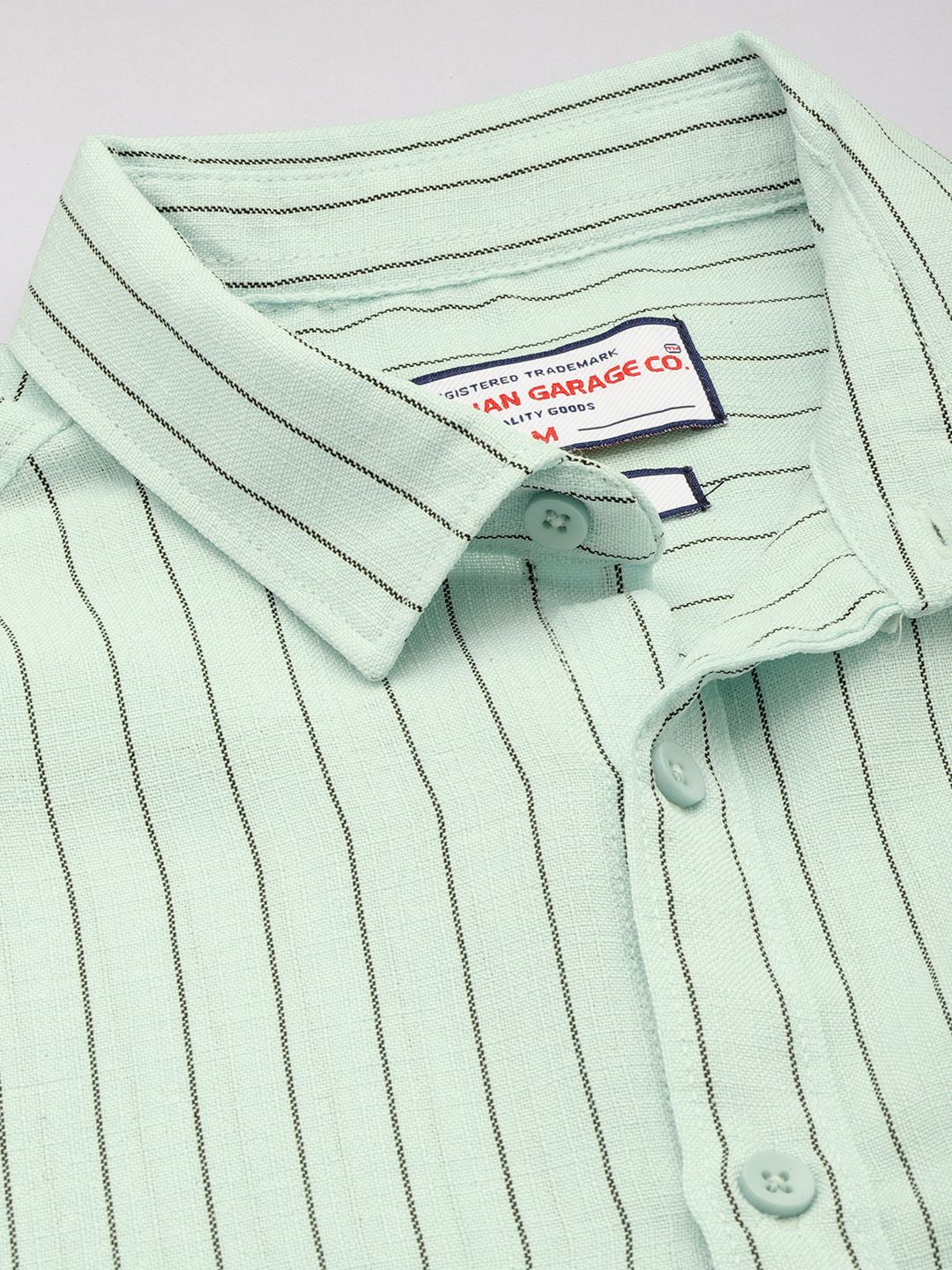 Men's Mint Slim Fit Striped Casual Shirt - Image 5