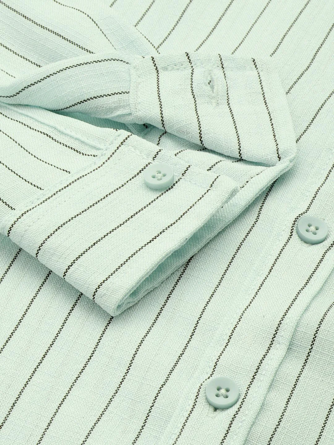 Men's Mint Slim Fit Striped Casual Shirt - Image 6
