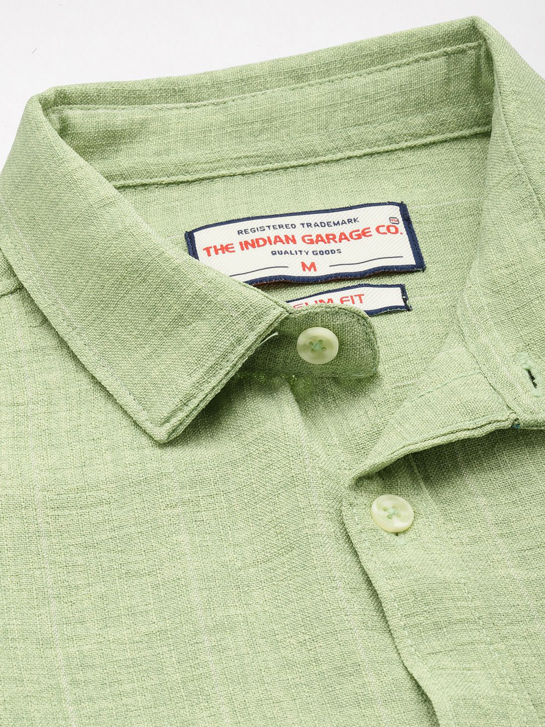 Men's Green Slim Fit Striped Casual Shirt - Image 5