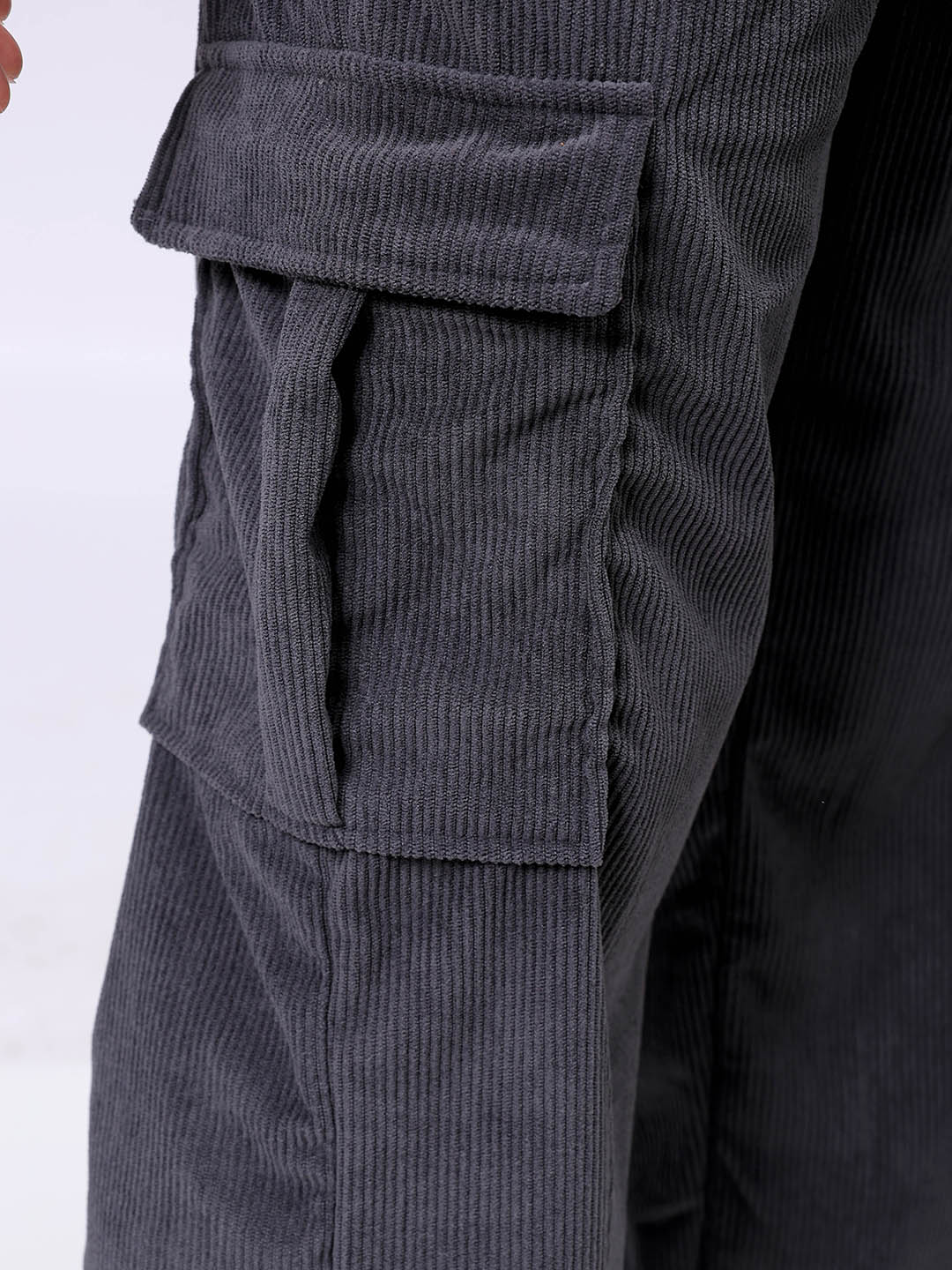 Men's Dark Grey Baggy Fit Textured Utility Cargo - Image 8