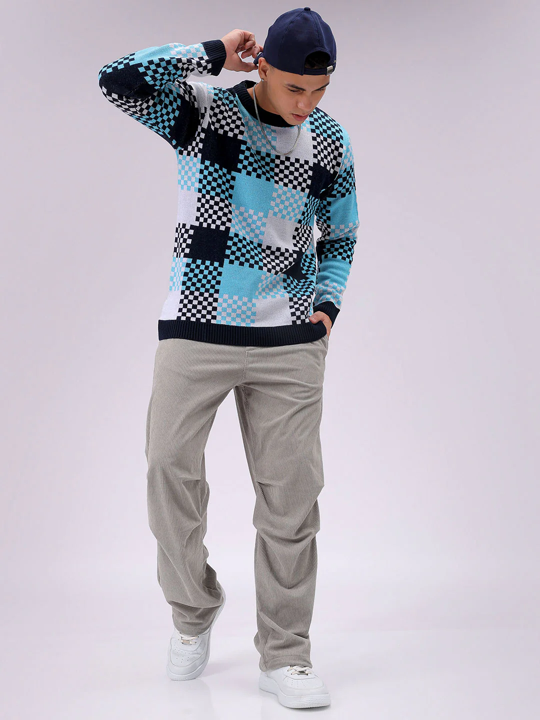 Men's Light Grey Baggy Fit Textured Athletic  Jogger - Image 2