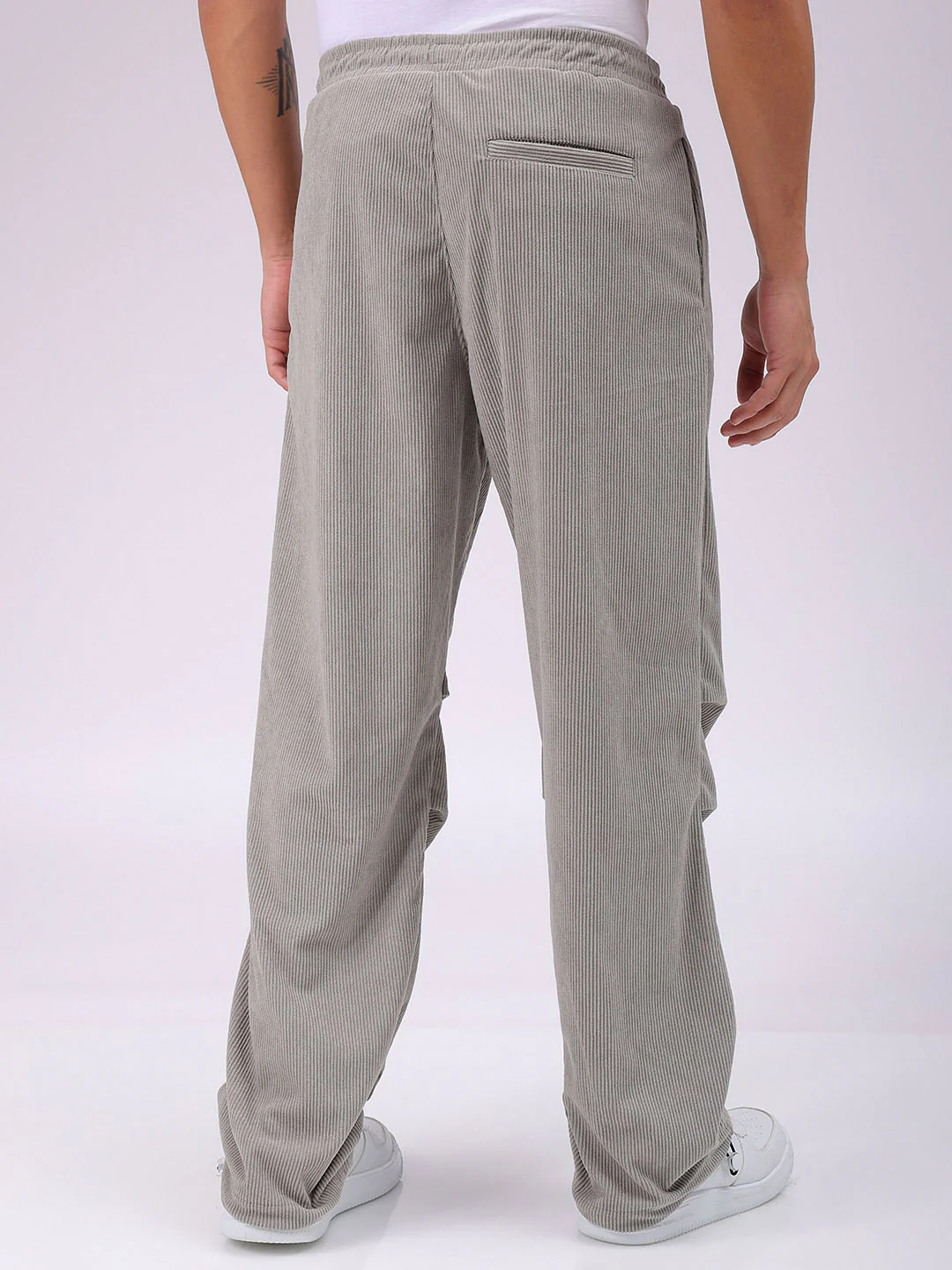 Men's Light Grey Baggy Fit Textured Athletic  Jogger - Image 3