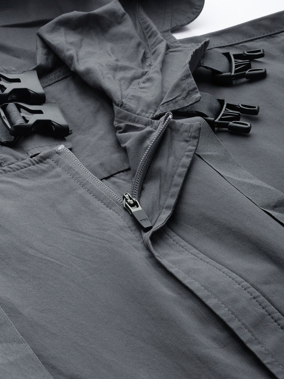 Men's Grey Boxy Fit Solid Korean Street Shirt - Image 5