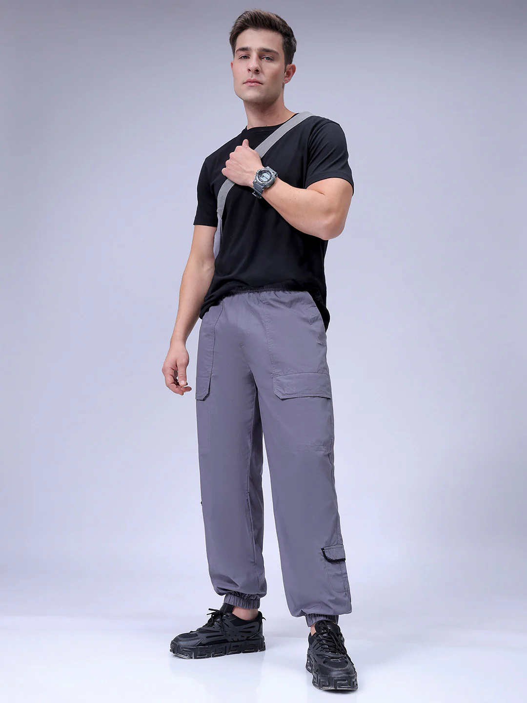 Men's Steel grey Loose Fit Solid Casual Jogger - Image 2