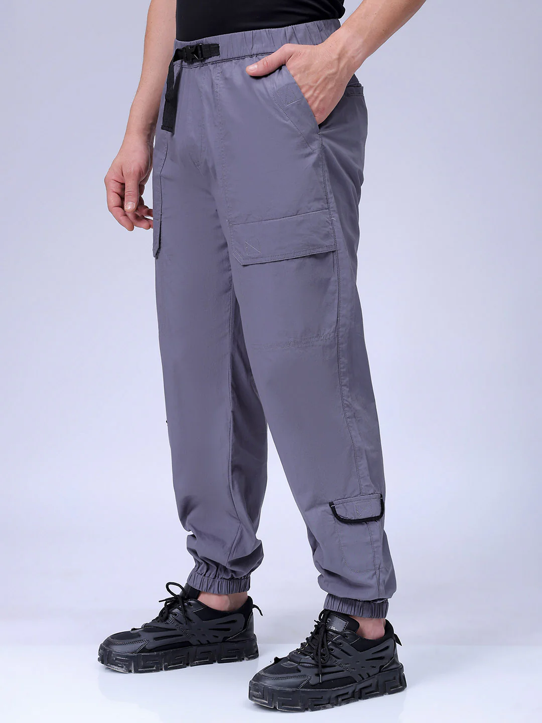 Men's Steel grey Loose Fit Solid Casual Jogger - Image 3