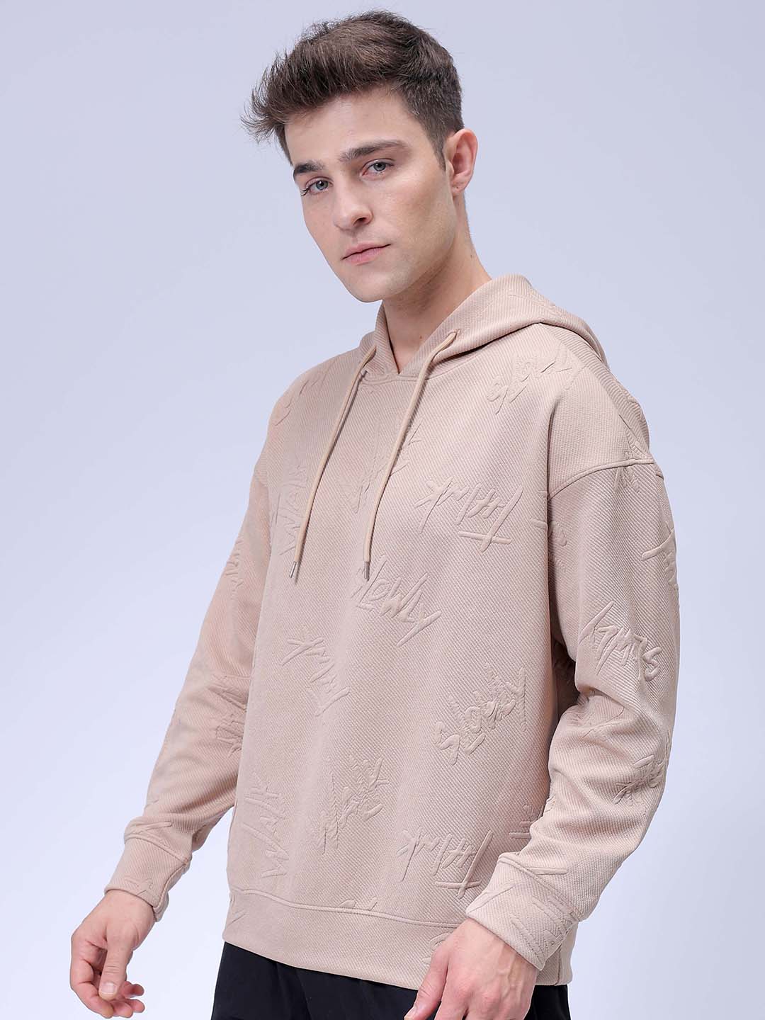Men's Stone Relaxed Fit Solid Casual Sweatshirts - Image 5