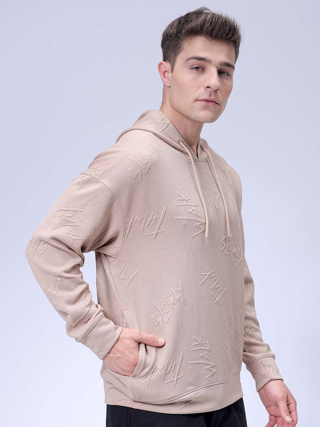 Men's Stone Relaxed Fit Solid Casual Sweatshirts - Image 6