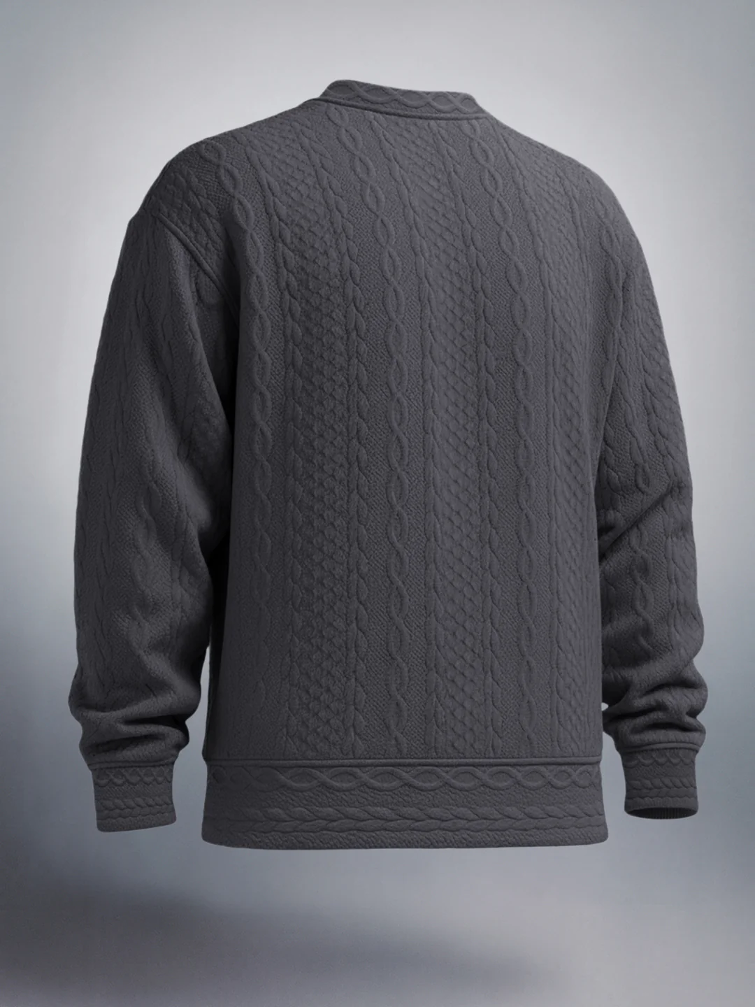 Men's Graphite Oversized Fit Textured Casual Sweatshirts - Image 2