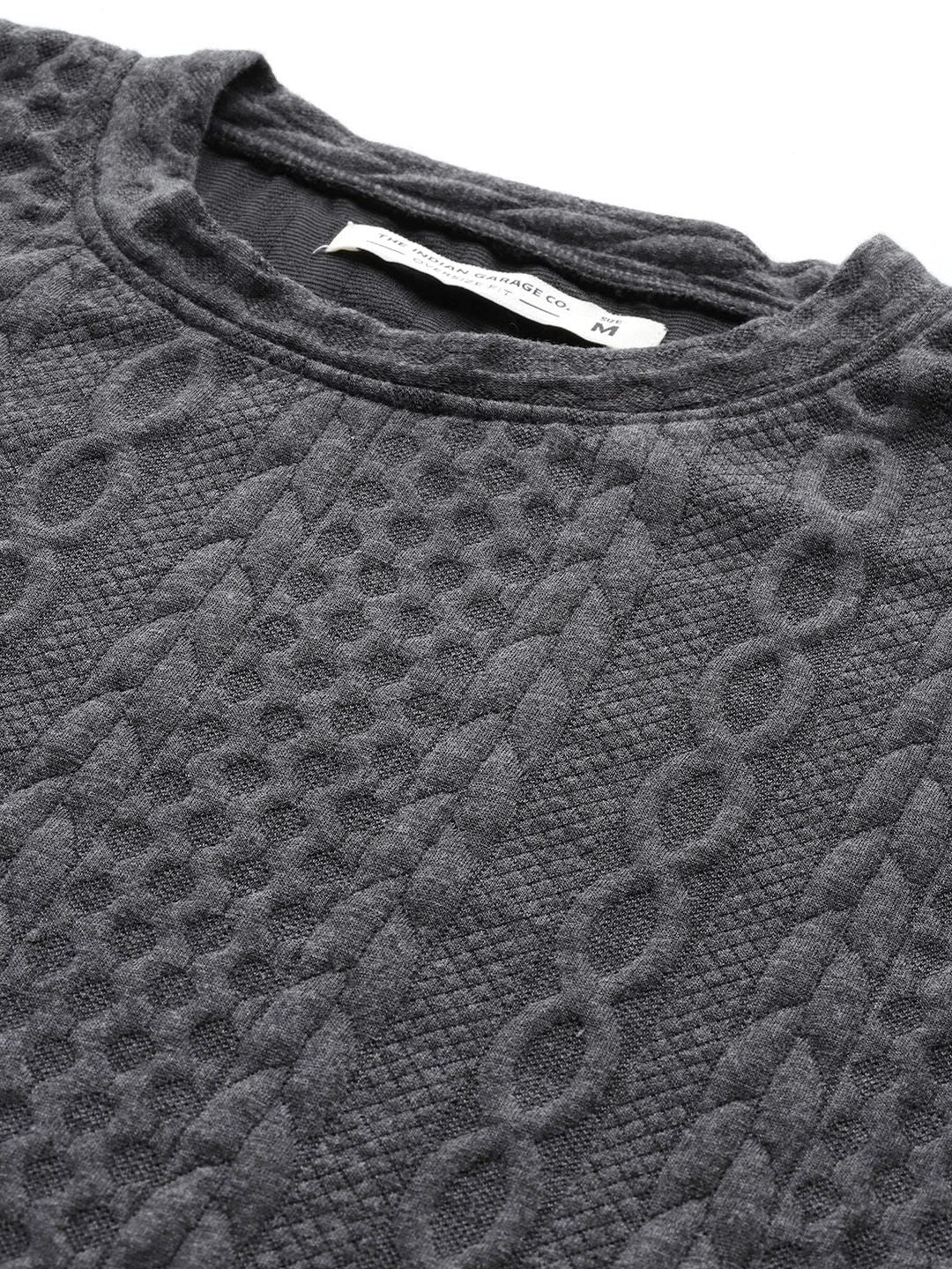Men's Graphite Oversized Fit Textured Casual Sweatshirts - Image 7