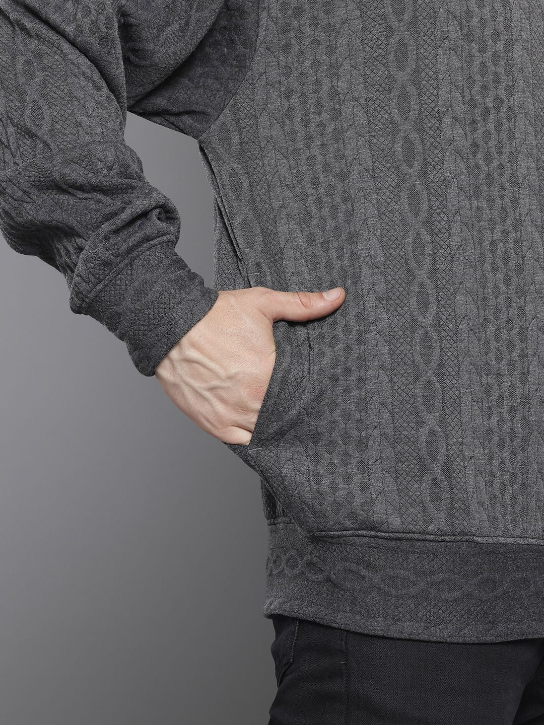 Men's Graphite Oversized Fit Textured Casual Sweatshirts - Image 8