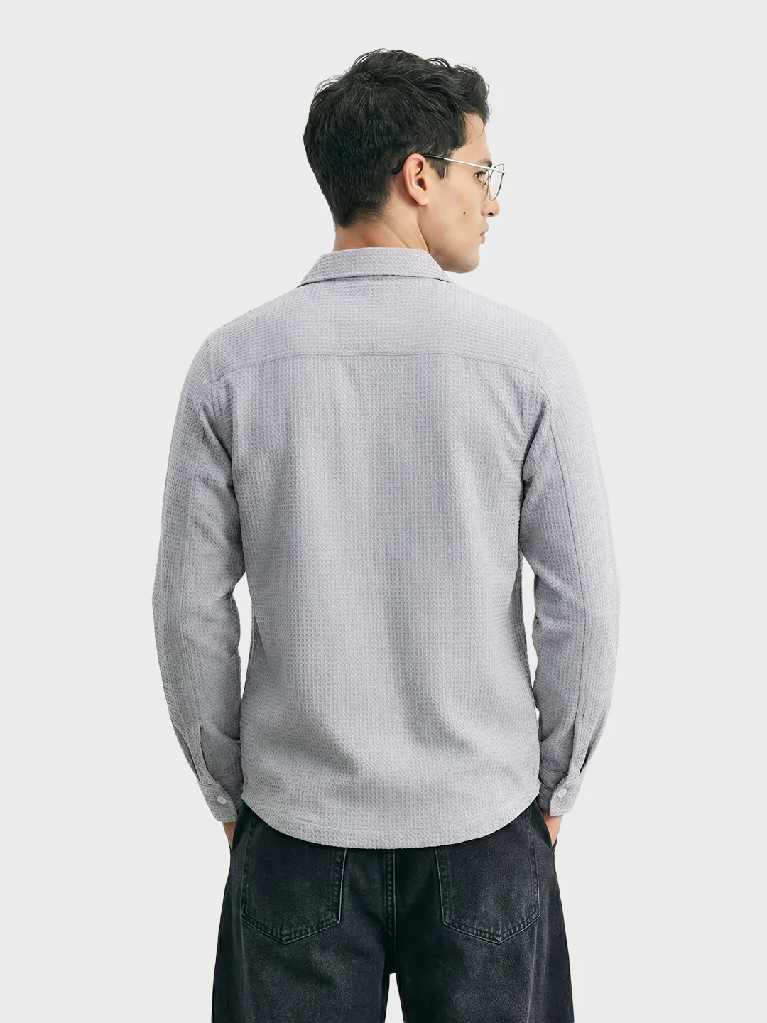 Men's Grey Regular Fit Casual Shirt - Image 2