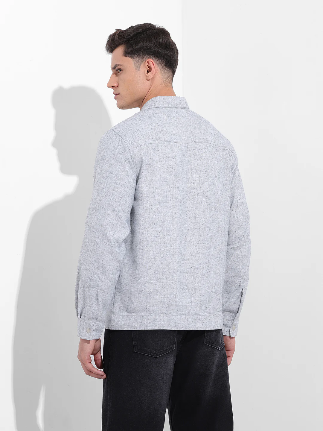 Men's Grey Regular Fit Solid Casual Shirt - Image 5
