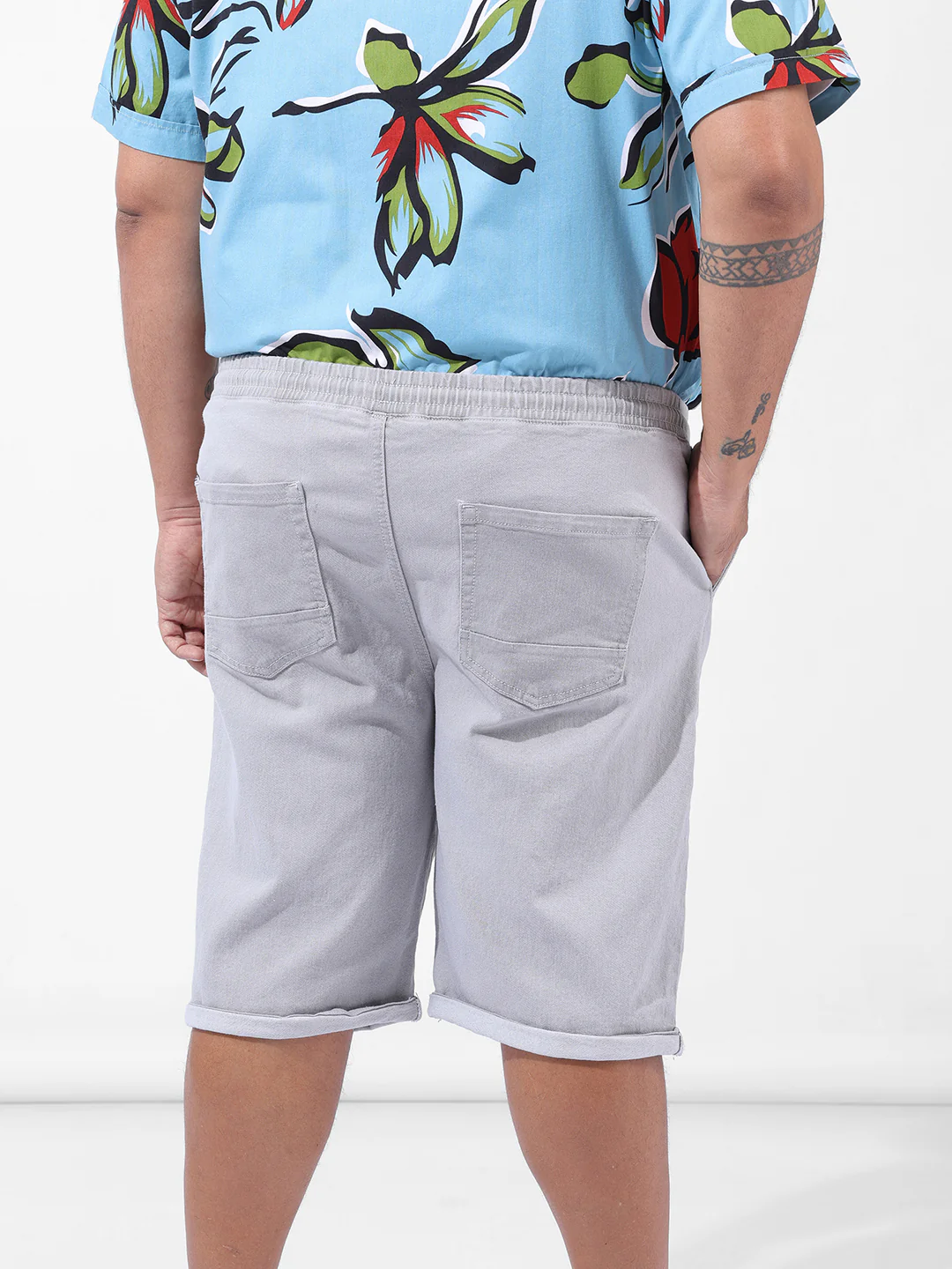 Men's Grey Regular Fit Casual Shorts - Image 4