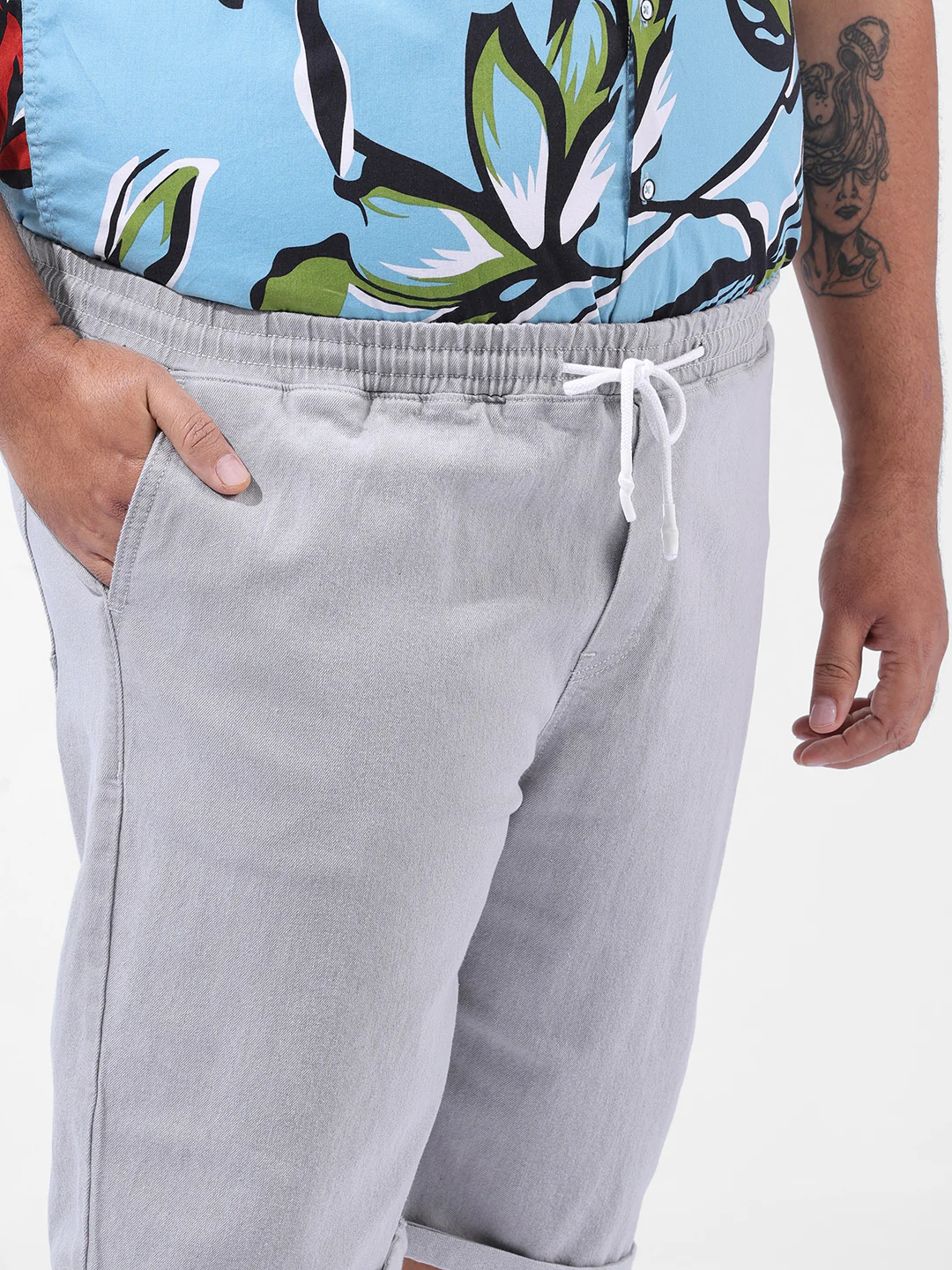 Men's Grey Regular Fit Casual Shorts - Image 5