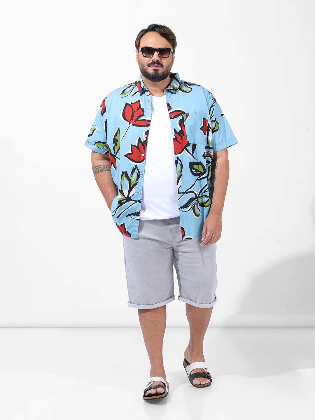 Men's Grey Regular Fit Casual Shorts - Image 6