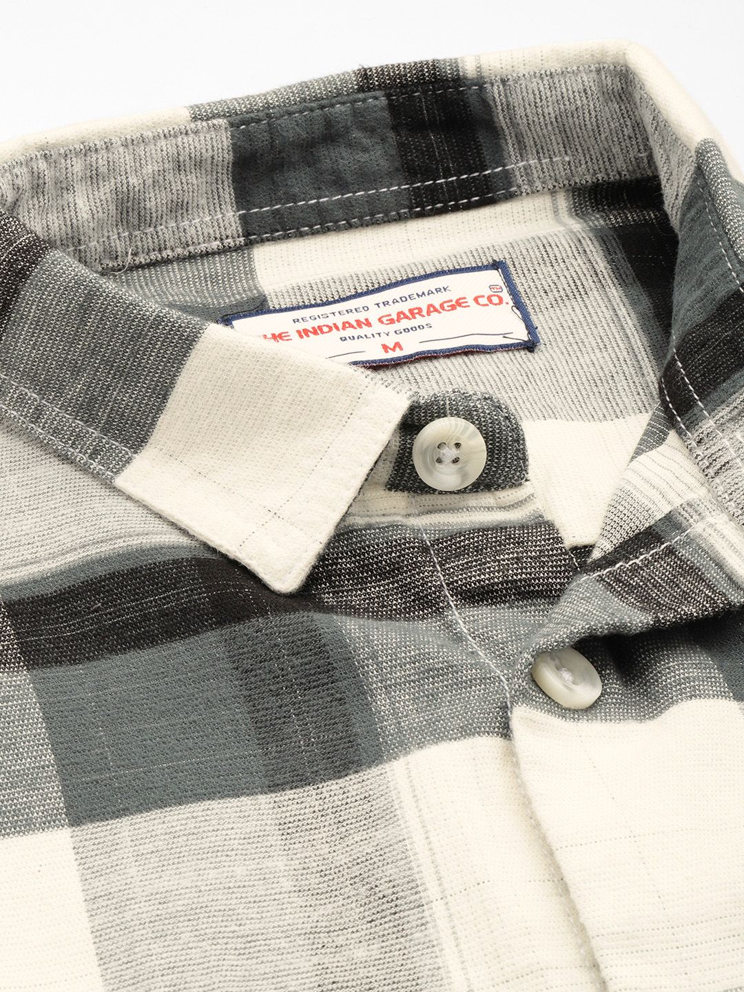 Men's Grey Regular Fit Checked Casual Shirt - Image 5