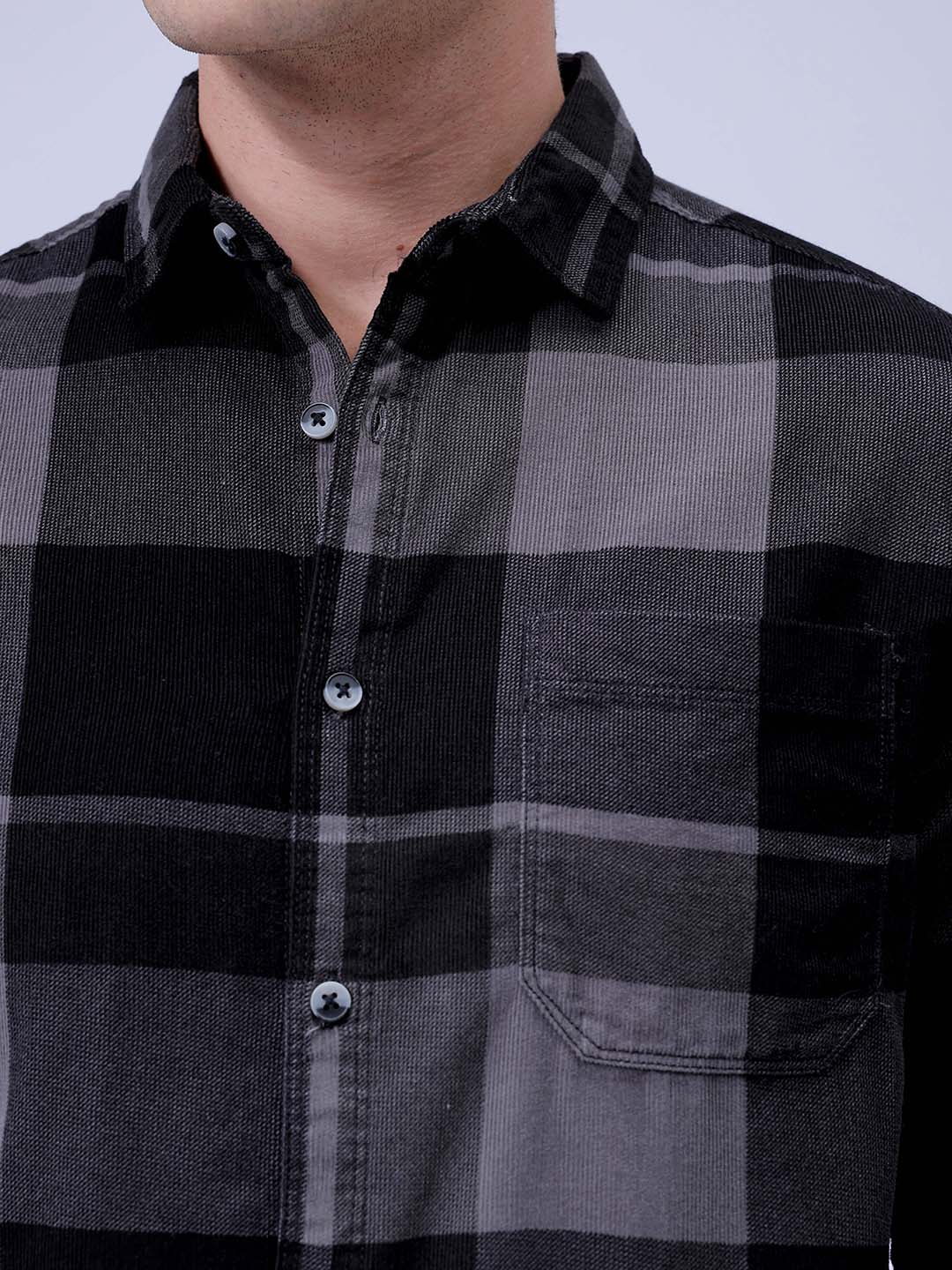Men's Grey Regular Fit Solid Casual Shirt - Image 3