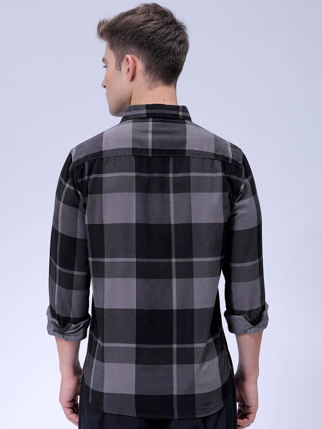 Men's Grey Regular Fit Solid Casual Shirt - Image 6
