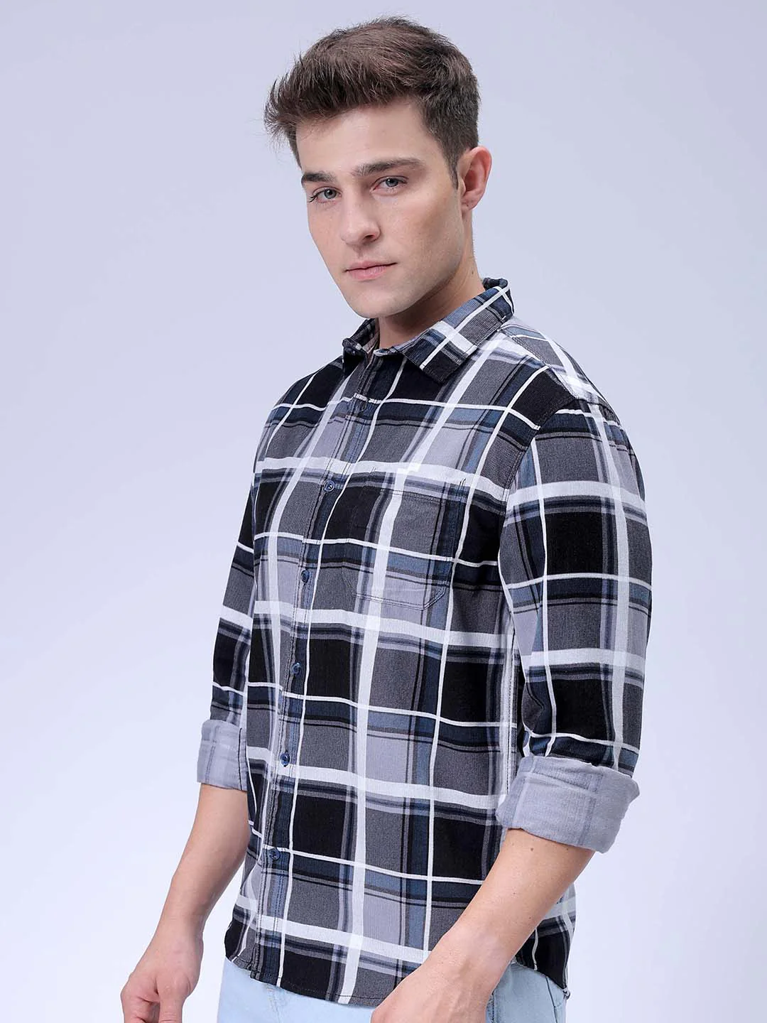 Men's Grey Regular Fit Solid Casual Shirt - Image 3