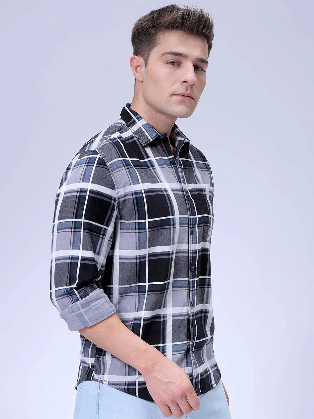Men's Grey Regular Fit Solid Casual Shirt - Image 4