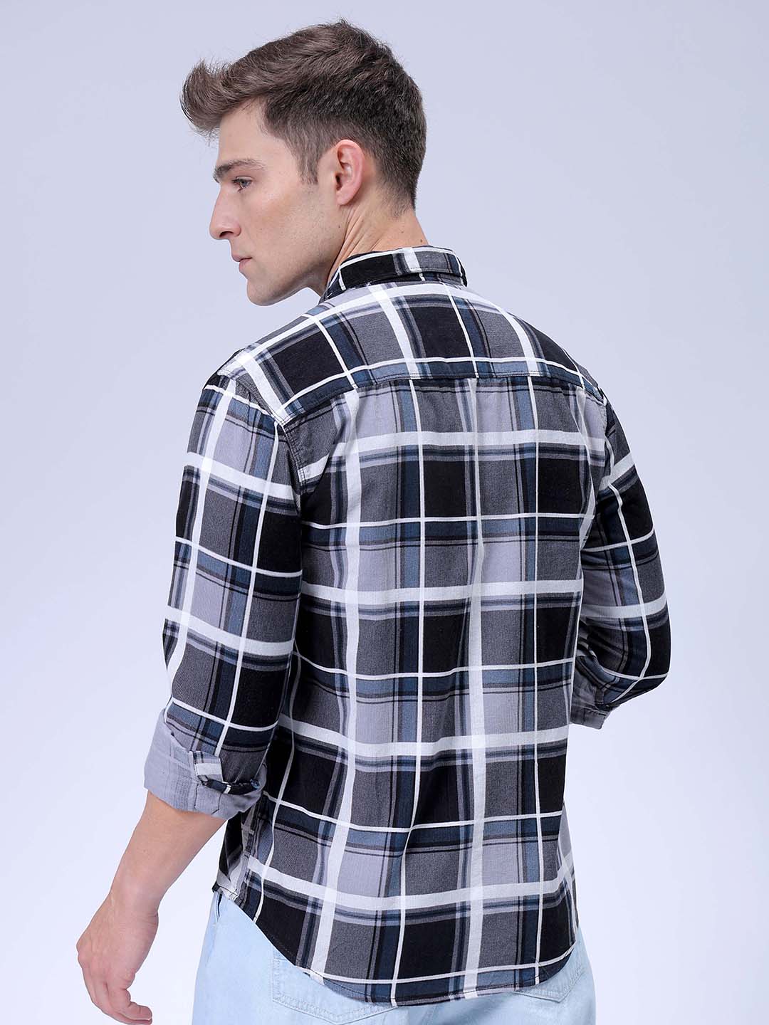 Men's Grey Regular Fit Solid Casual Shirt - Image 5