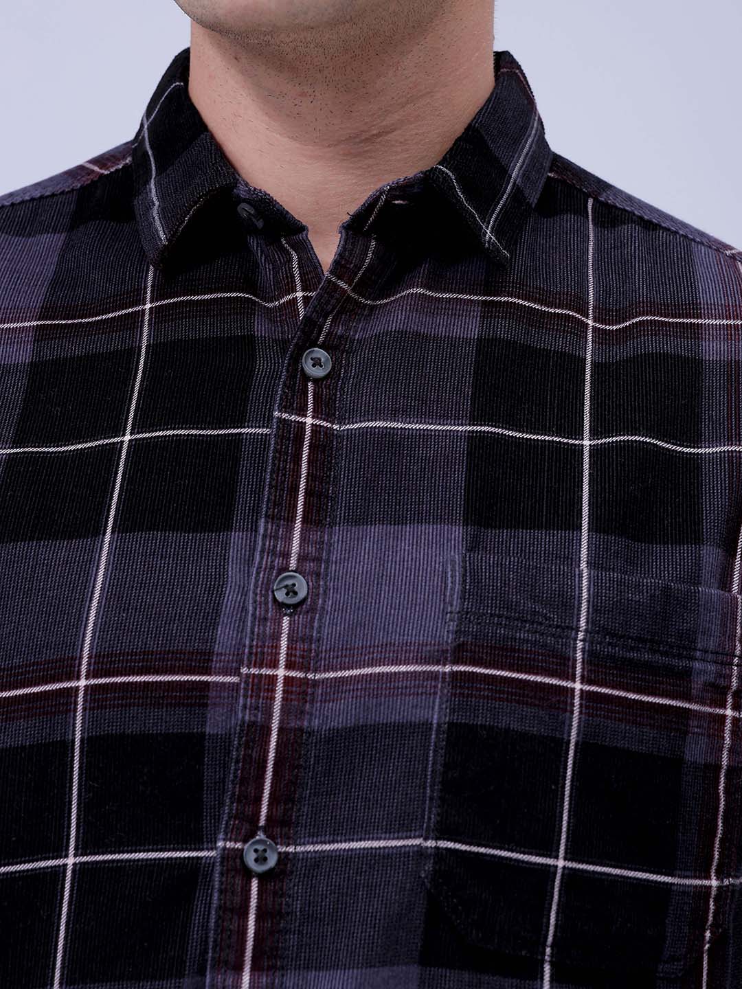 Men's Charcoal Regular Fit Solid Casual Shirt - Image 3