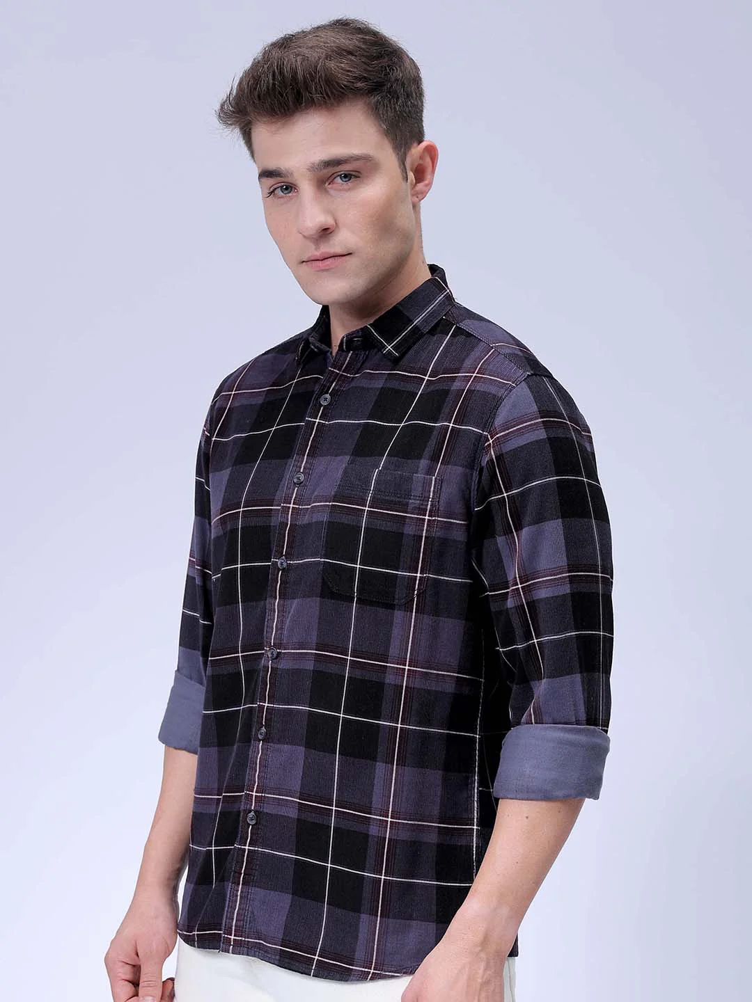 Men's Charcoal Regular Fit Solid Casual Shirt - Image 4
