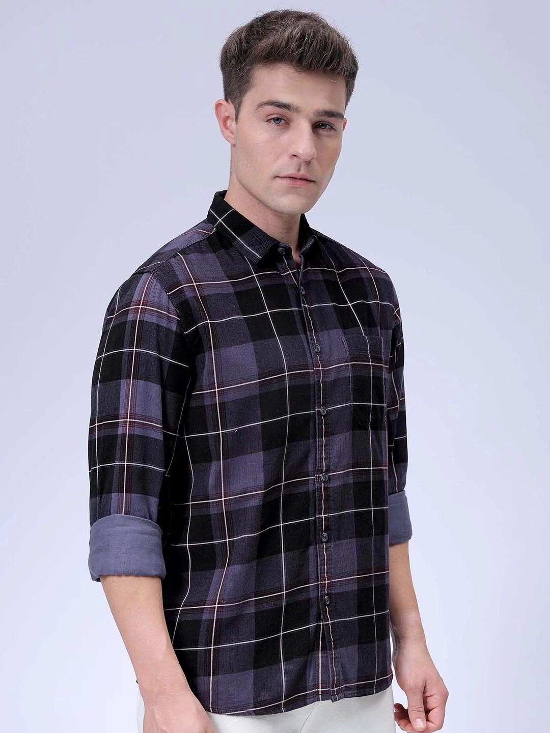 Men's Charcoal Regular Fit Solid Casual Shirt - Image 5