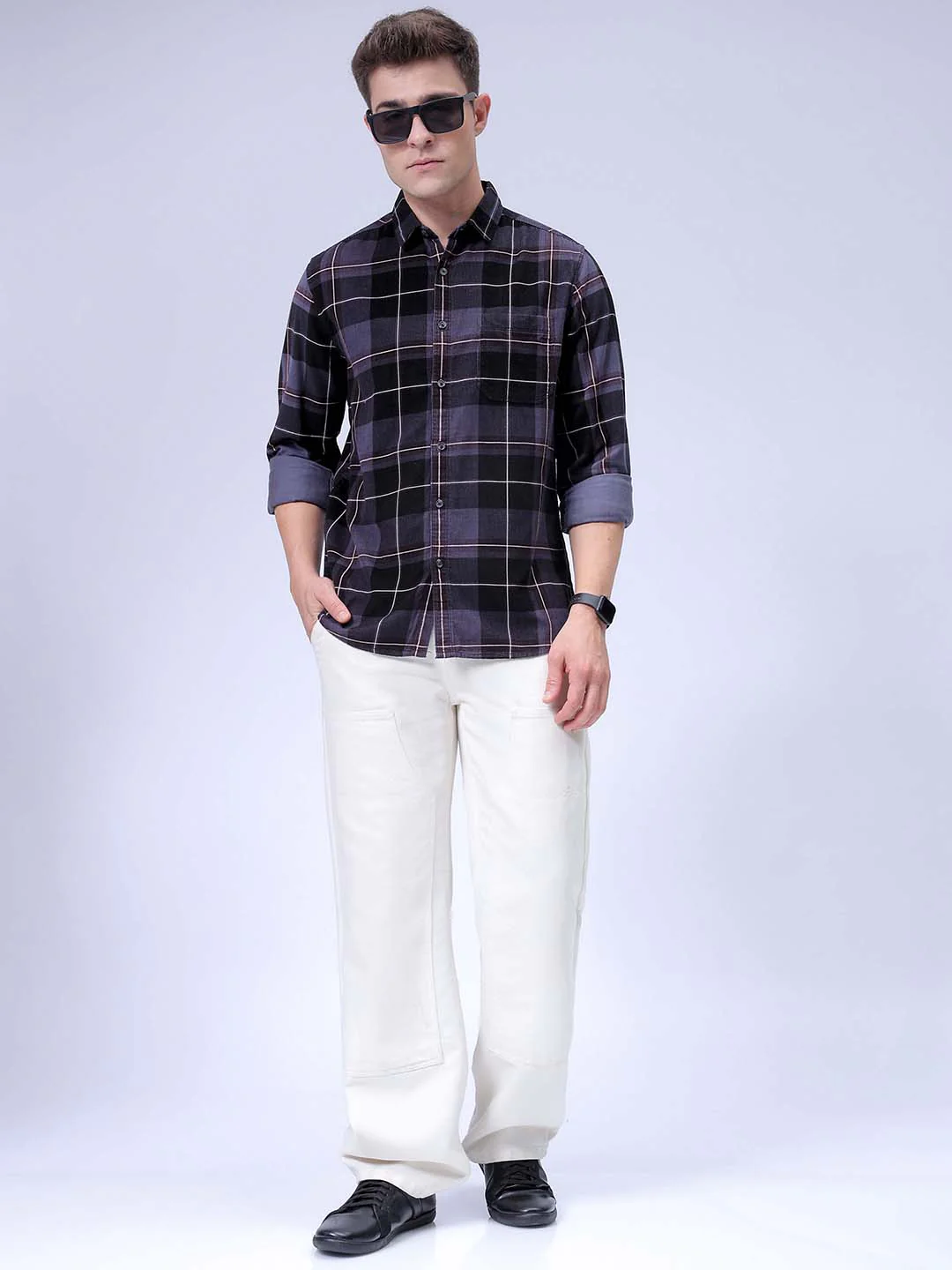 Men's Charcoal Regular Fit Solid Casual Shirt - Image 6