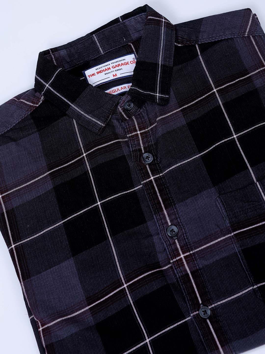 Men's Charcoal Regular Fit Solid Casual Shirt - Image 7